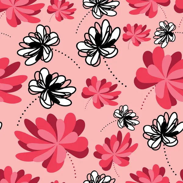 Decorative flowers on pink background - seamless pattern — Free Stock Photo