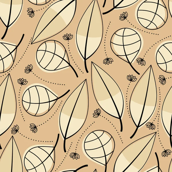 Καφέ φύλλα - χωρίς ραφή πρότυπο — Διανυσματικό Αρχείο