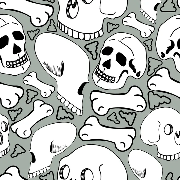 Skuls and bones on gray background — Stock Vector