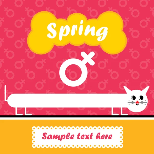 Carte postale avec chat blanc sur fond rose — Image vectorielle