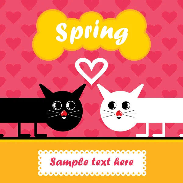 Cartão vetorial com gatos variegados apaixonados — Vetor de Stock