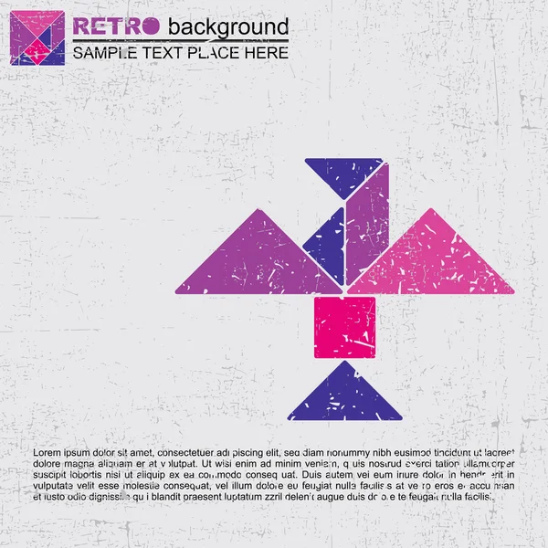 Barevné tangram pták - retro grunge pozadí — Stockový vektor