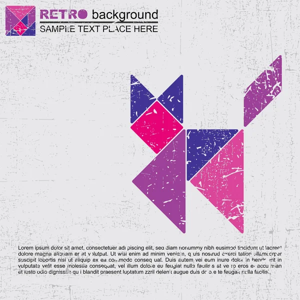 Colorful tangram cat - retro grunge background — Stock Vector