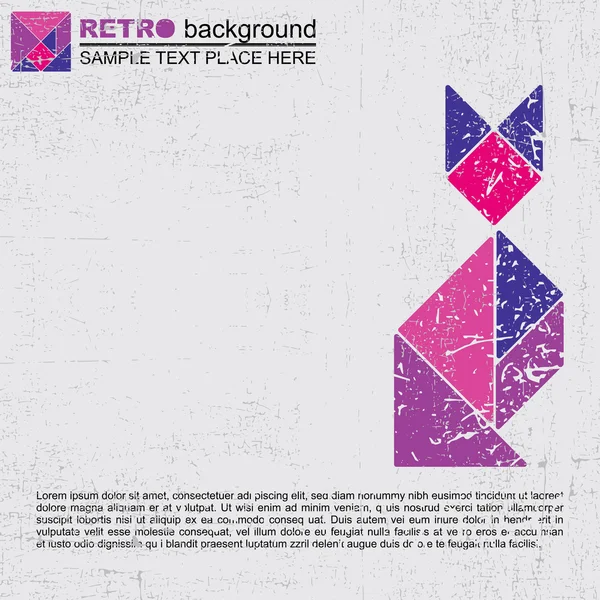 Gatto tangram colorato - retro grunge sfondo — Vettoriale Stock