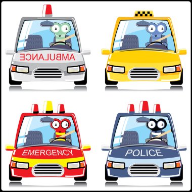 Set of monsters in the special cars clipart