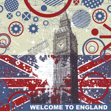 Grunge background with Big Ben clipart