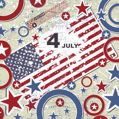 Independence Day- 4 of July - Retro grunge background clipart