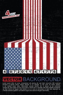 Independence Day- 4 of July - Retro grunge barcode background clipart