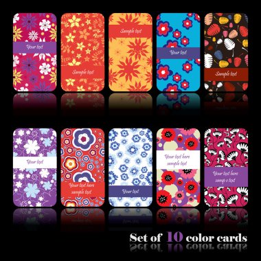 10 renkli sonbahar kart dizisini