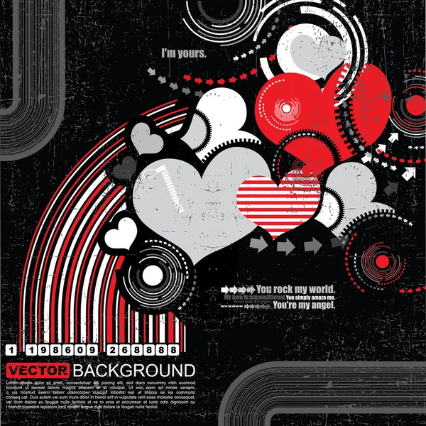 Grunge barcode με καρδιές - διάνυσμα — Διανυσματικό Αρχείο