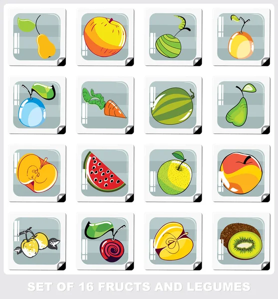 Set di frutta e legumi — Vettoriale Stock