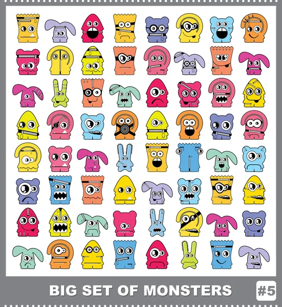 Große Menge von bunten Monstern — Stockvektor