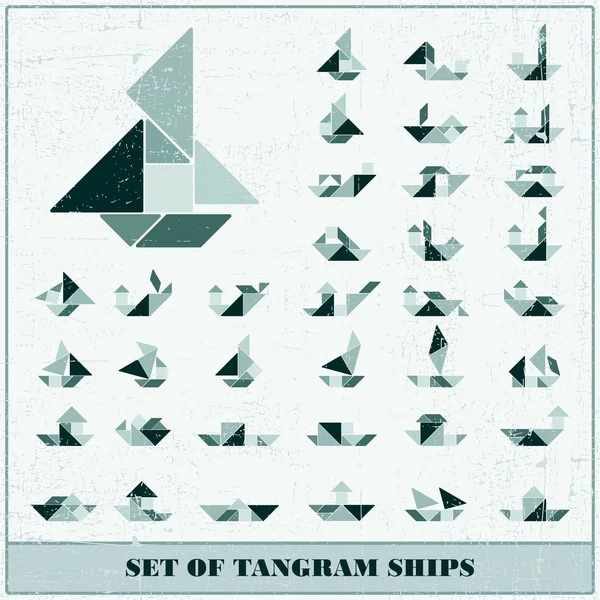 Grunge tangram gemiler-vektör öğeleri tasarım kümesi — Stok Vektör