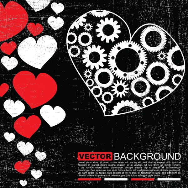 Grunge retro corazones creativos- Fondo vectorial — Vector de stock