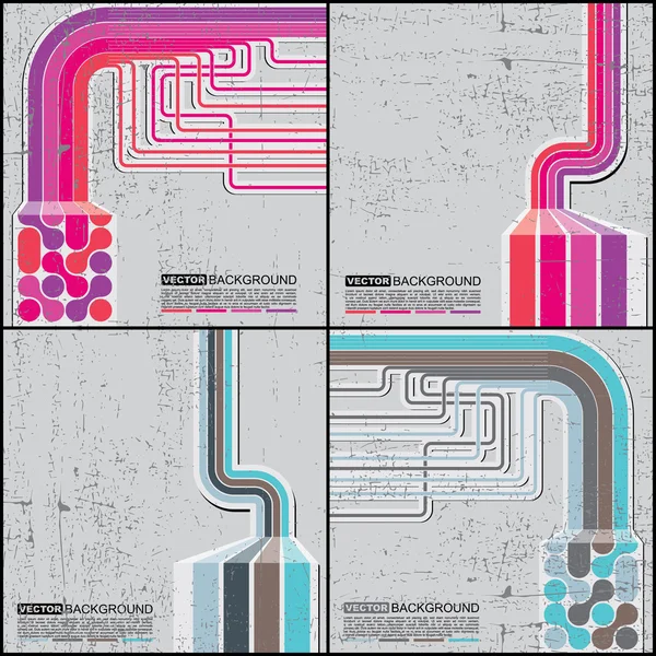 Conjunto de cuatro coloridos fondos grunge retro - vector — Archivo Imágenes Vectoriales