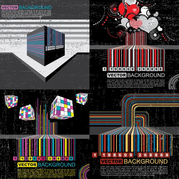Σύνολο τέσσερις υπόβαθρα barcode grunge - διάνυσμα — Διανυσματικό Αρχείο