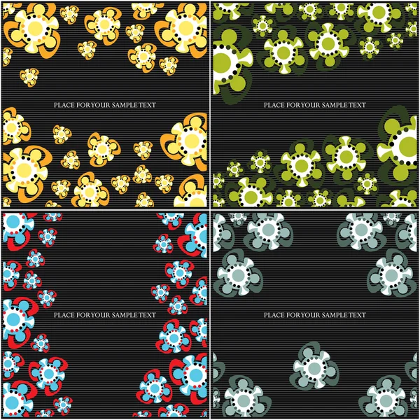 Набор из четырех различных цветочных открыток с четвертым текстом — стоковый вектор