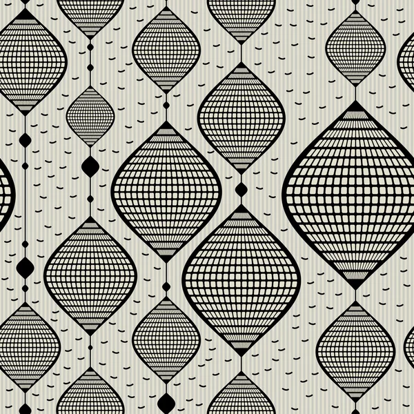Éléments noirs décoratifs sur fond gris - motif sans couture — Image vectorielle