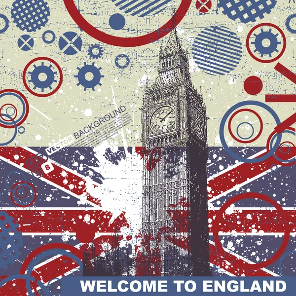 Grunge fond avec Big Ben — Image vectorielle