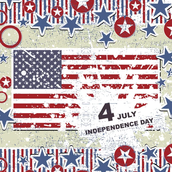 Día de la Independencia - 4 de julio - Fondo grunge retro — Vector de stock