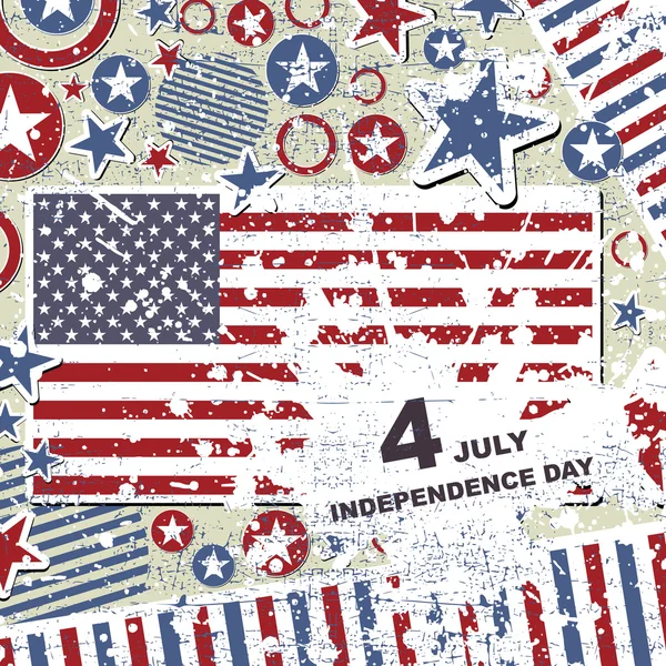 Fête de l'Indépendance - 4 Juillet - arrière-plan grunge rétro — Image vectorielle