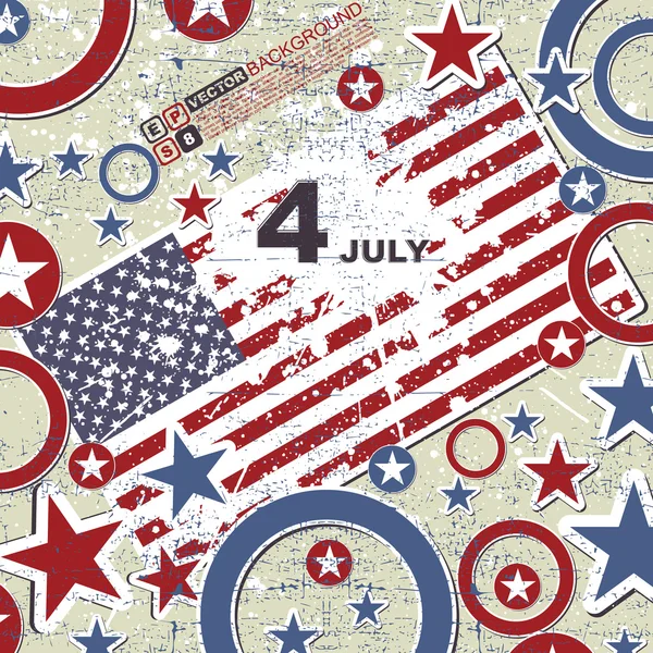 Día de la Independencia - 4 de julio - Fondo grunge retro — Vector de stock
