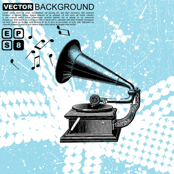 Gramaphone と創造的な背景 — ストックベクタ