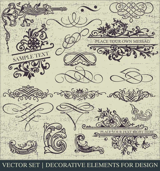 Conjunto de vectores: elementos de diseño caligráfico y decoración de página - un montón de elementos útiles para embellecer su diseño — Archivo Imágenes Vectoriales