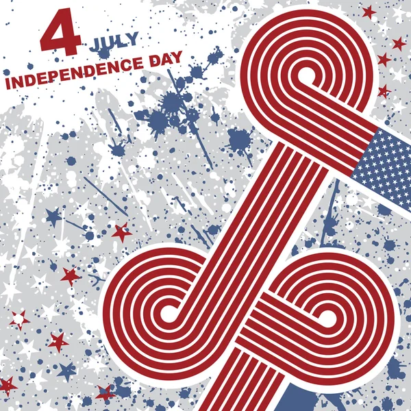 7 月 - レトロなグランジ背景の独立記念日 4 — ストックベクタ