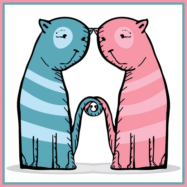 Deux chattes chats — Image vectorielle