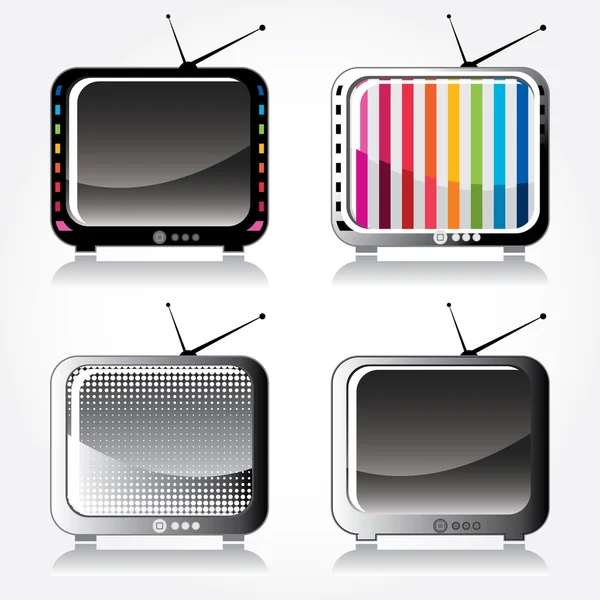 Conjunto de quatro ícones de TV retro elegantes —  Vetores de Stock