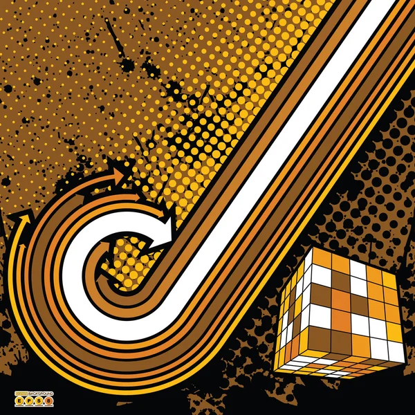 Grunge abstração com elementos das setas e do cubo — Vetor de Stock