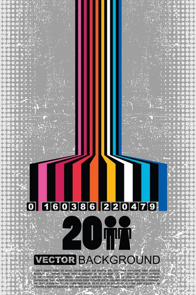Grunge πολύχρωμο barcode φόντο - διάνυσμα — Διανυσματικό Αρχείο