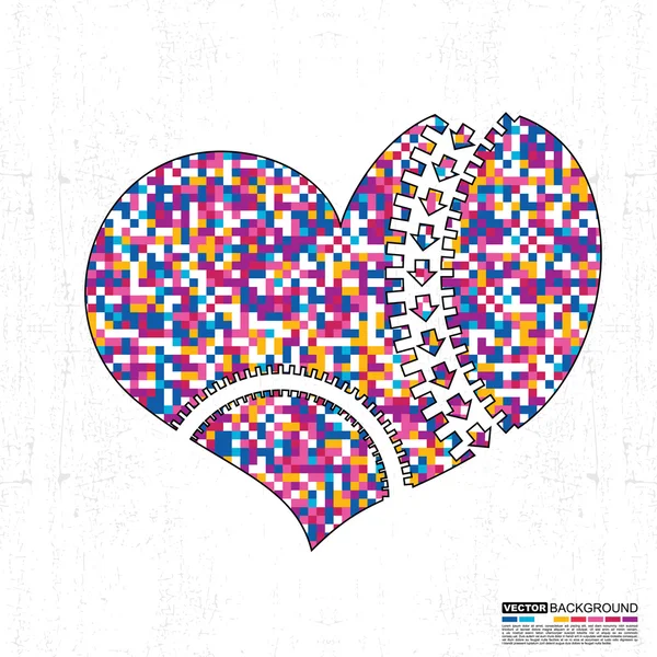 Colorful heart on grunge background — Stock Vector