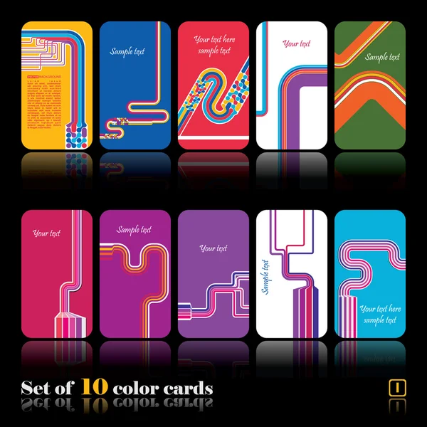 Sada deseti barevné podzimní karet — Stockový vektor