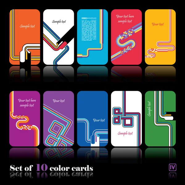 Σύνολο δέκα πολύχρωμο φθινόπωρο κάρτες — Διανυσματικό Αρχείο