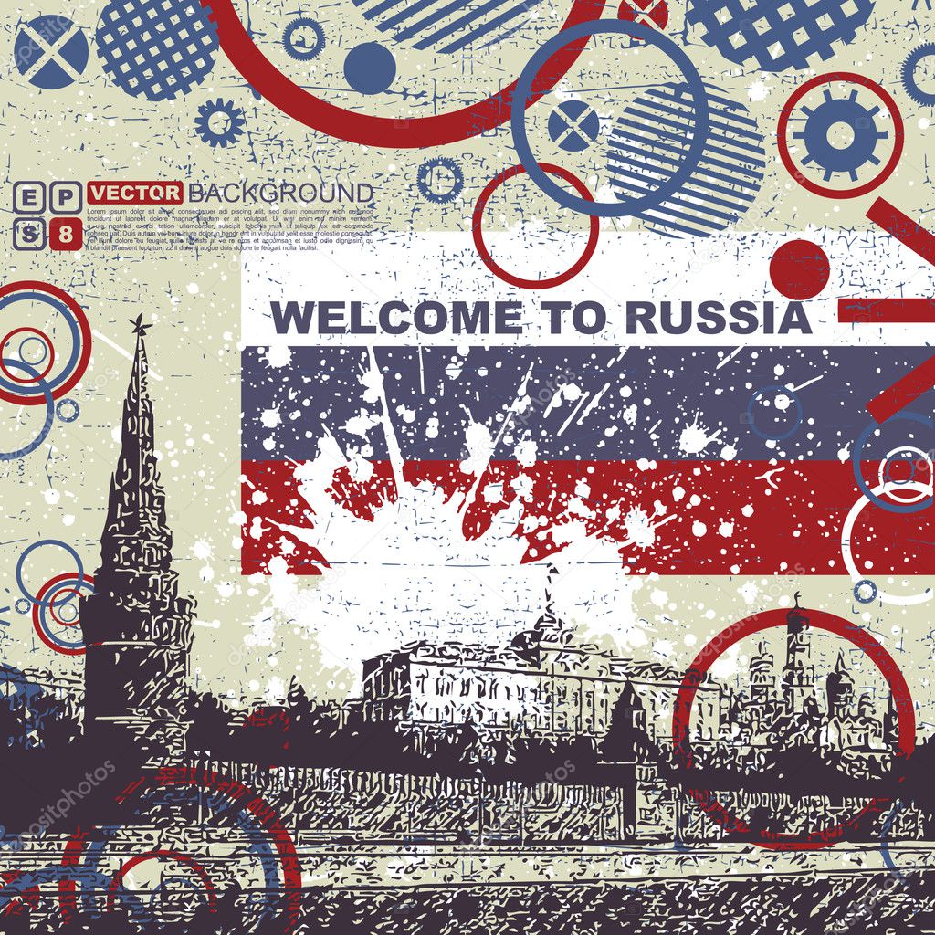 Grunge background with Kremlin