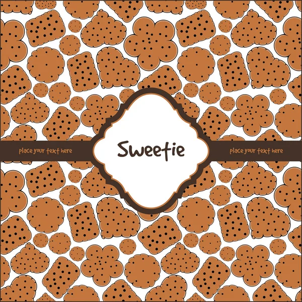 Karta s sladké sušenky na hnědé — Stockový vektor