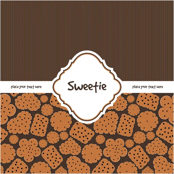 Tarjeta con galletas dulces en marrón — Vector de stock