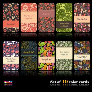 Set of ten colorful autumn cards clipart