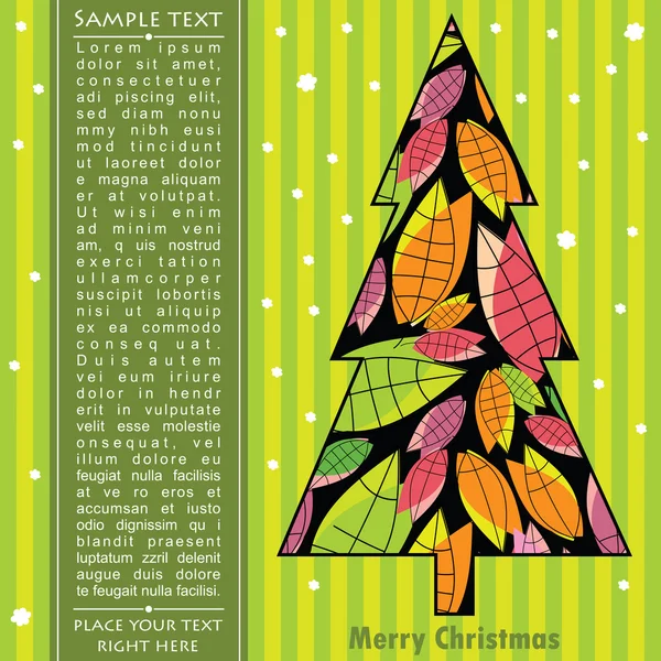 Tarjeta de año nuevo con árbol — Vector de stock
