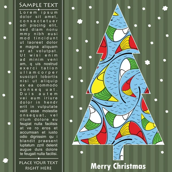 Tarjeta de año nuevo con árbol — Archivo Imágenes Vectoriales