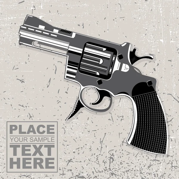 Ragazza e revolver su sfondo grunge — Vettoriale Stock