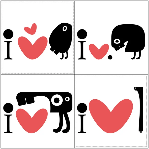 Monsters with heart — Stock Vector