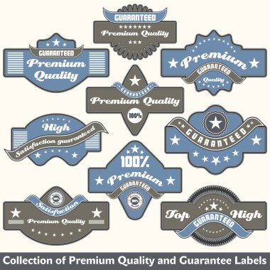 Premium quality and guarantee label collection