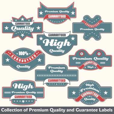 Premium quality and guarantee label collection