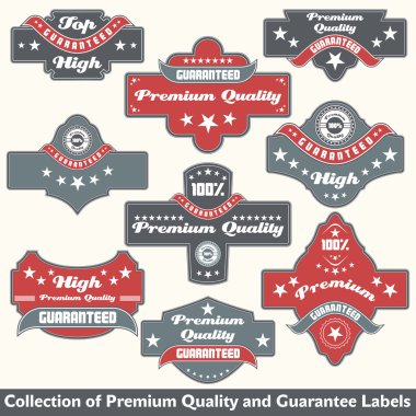 Premium quality and guarantee label collection clipart