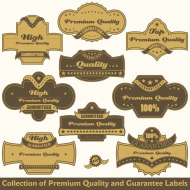 Premium quality and guarantee label collection