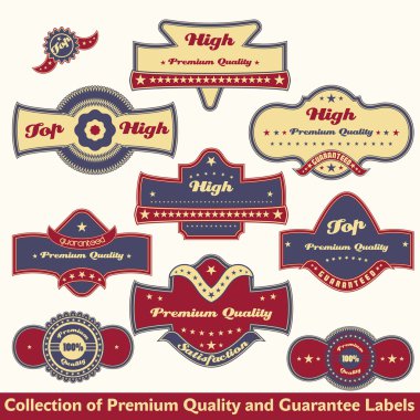 Premium quality and guarantee label collection