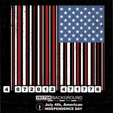 Independence Day- 4 of July - Retro grunge barcode background clipart